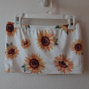 ROMWE Sunflower White Tube Top
